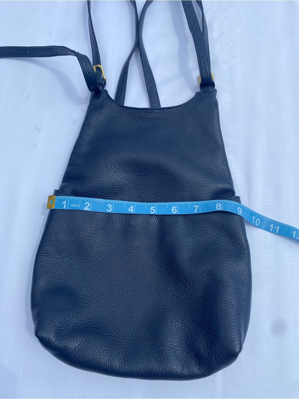 JP Ourse & Cie Navy Blue Pebbled Leather Backpack - Picture 9 of 9